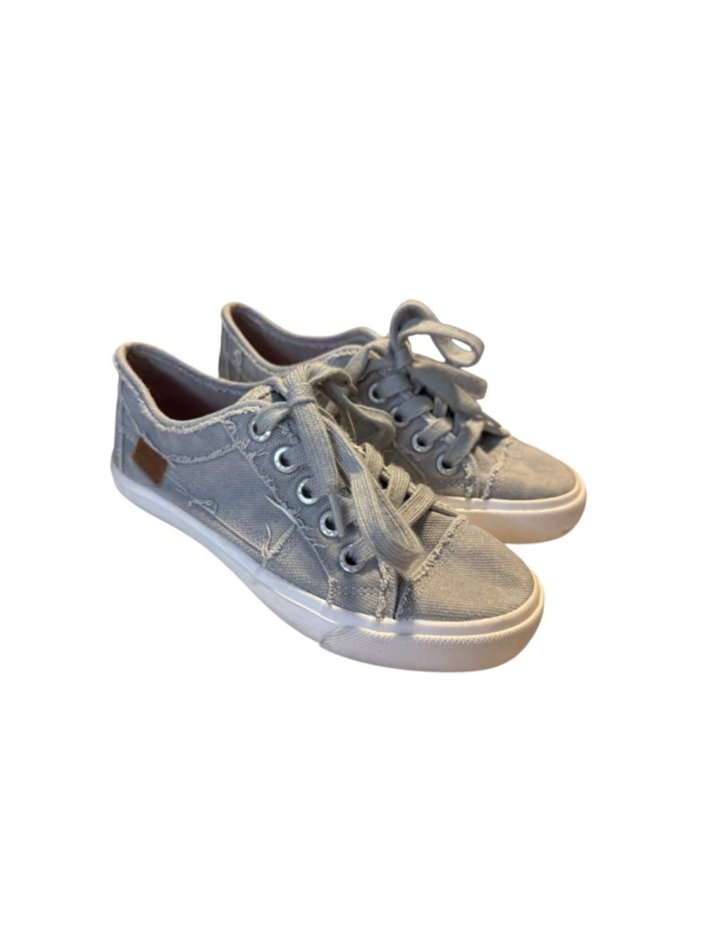 Blowfish Gray Canvas Low Top Sneakers Kids Size 6 Lace Up Distressed Shoes